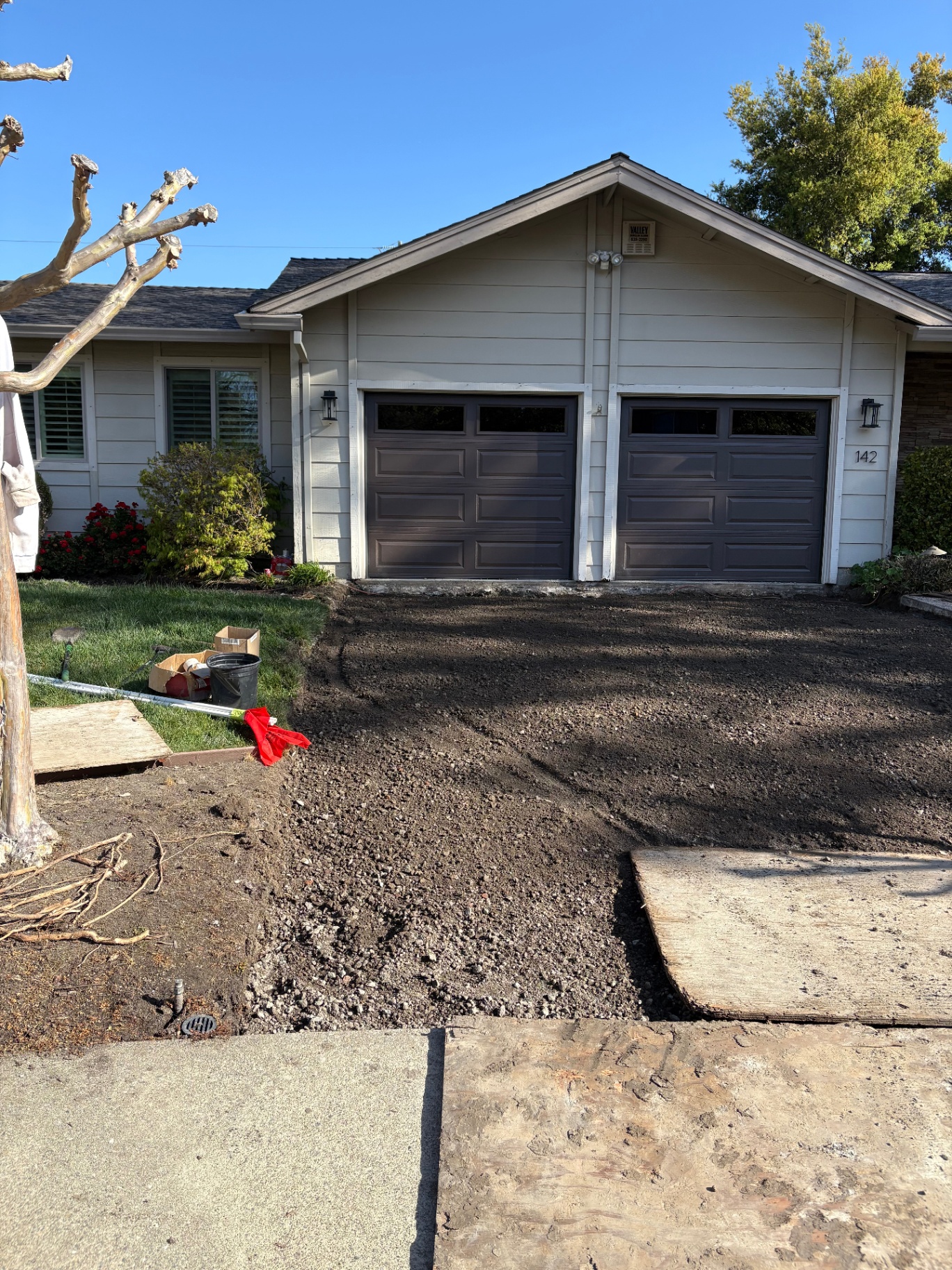 Two-Car Driveway Paver Install — Before