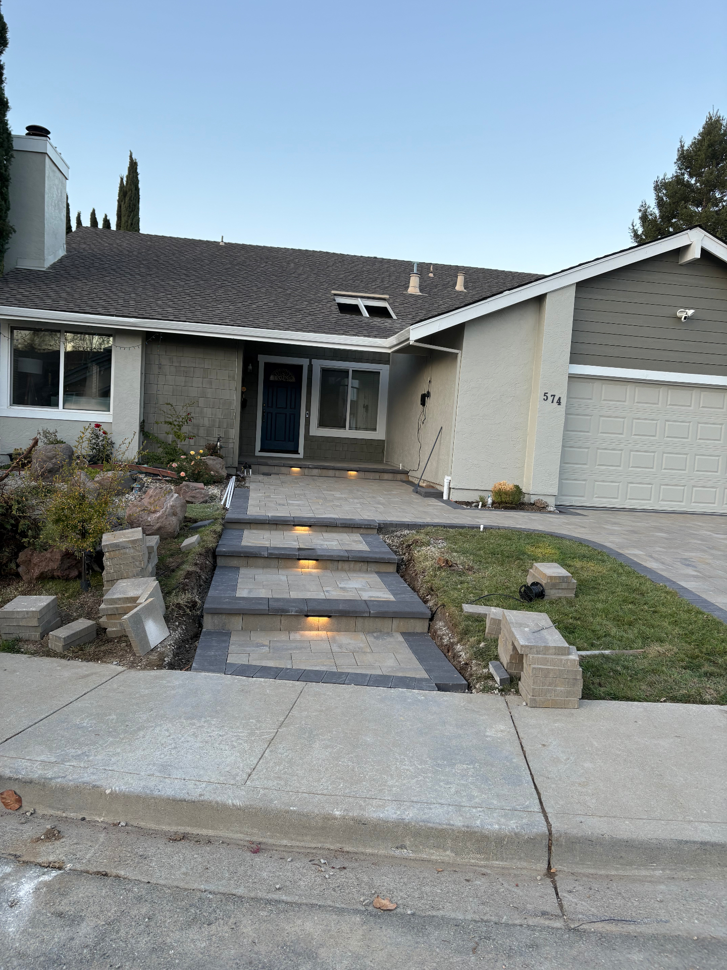 Driveway & Entry Stairs Install — After